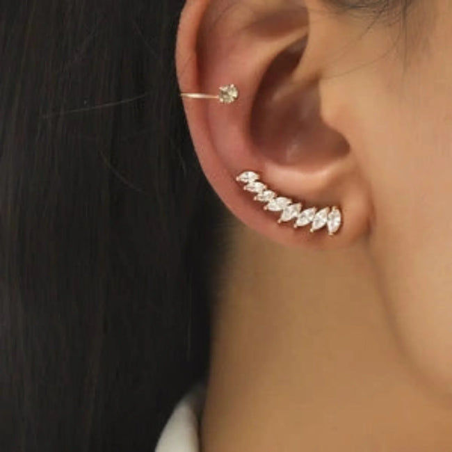 Marquise Zircon Ear Crawler Studs