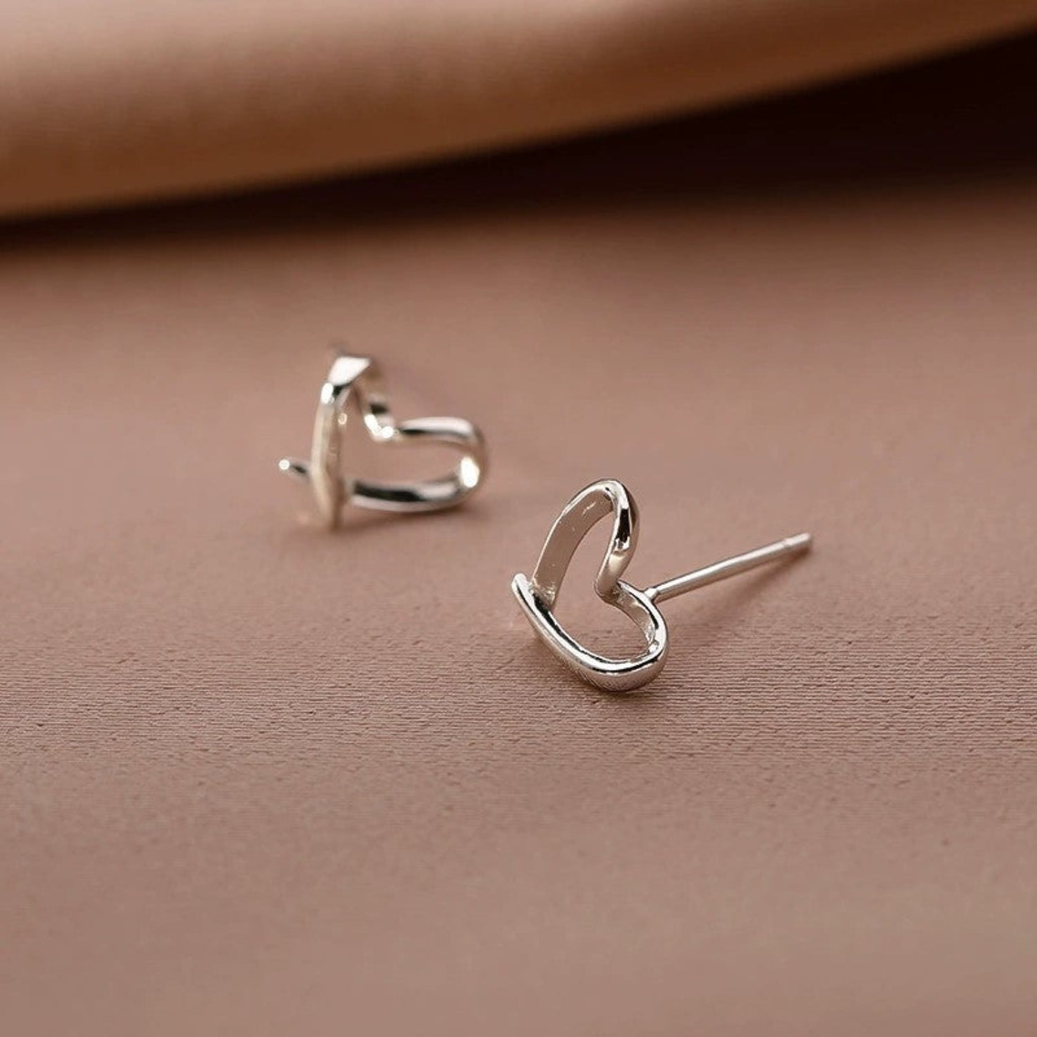 Minimalist Silver Heart Stud Earrings