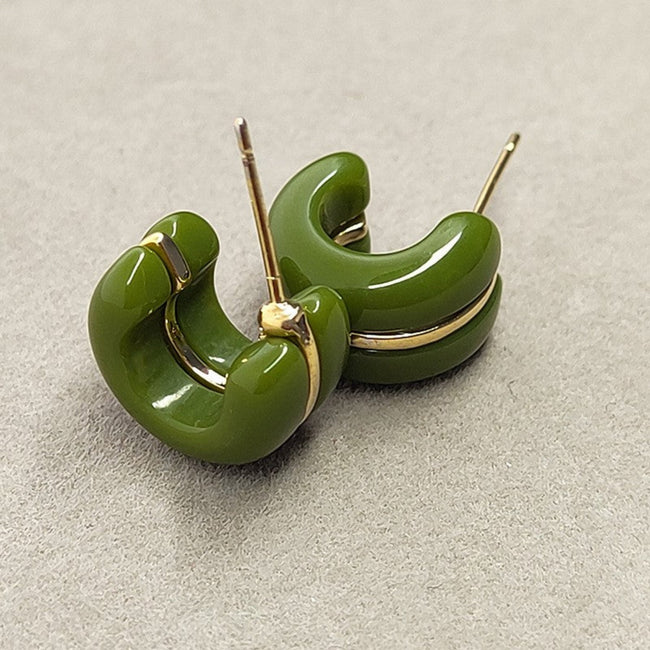 Modern Olive Green Resin Hoops