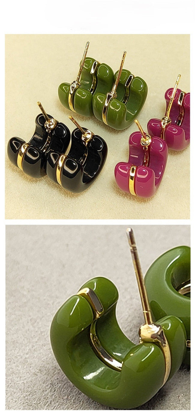 Modern Olive Green Resin Hoops