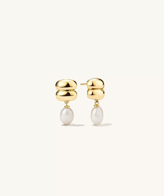 Gold Bubble Pearl Drop Earrings