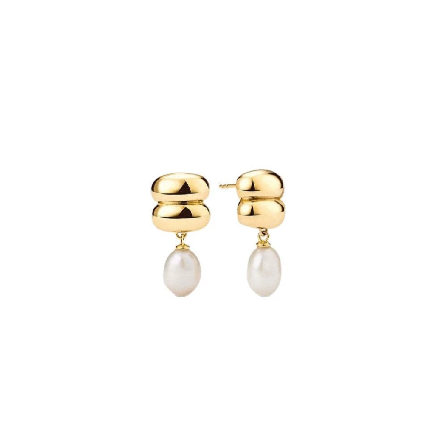 Gold Bubble Pearl Drop Earrings