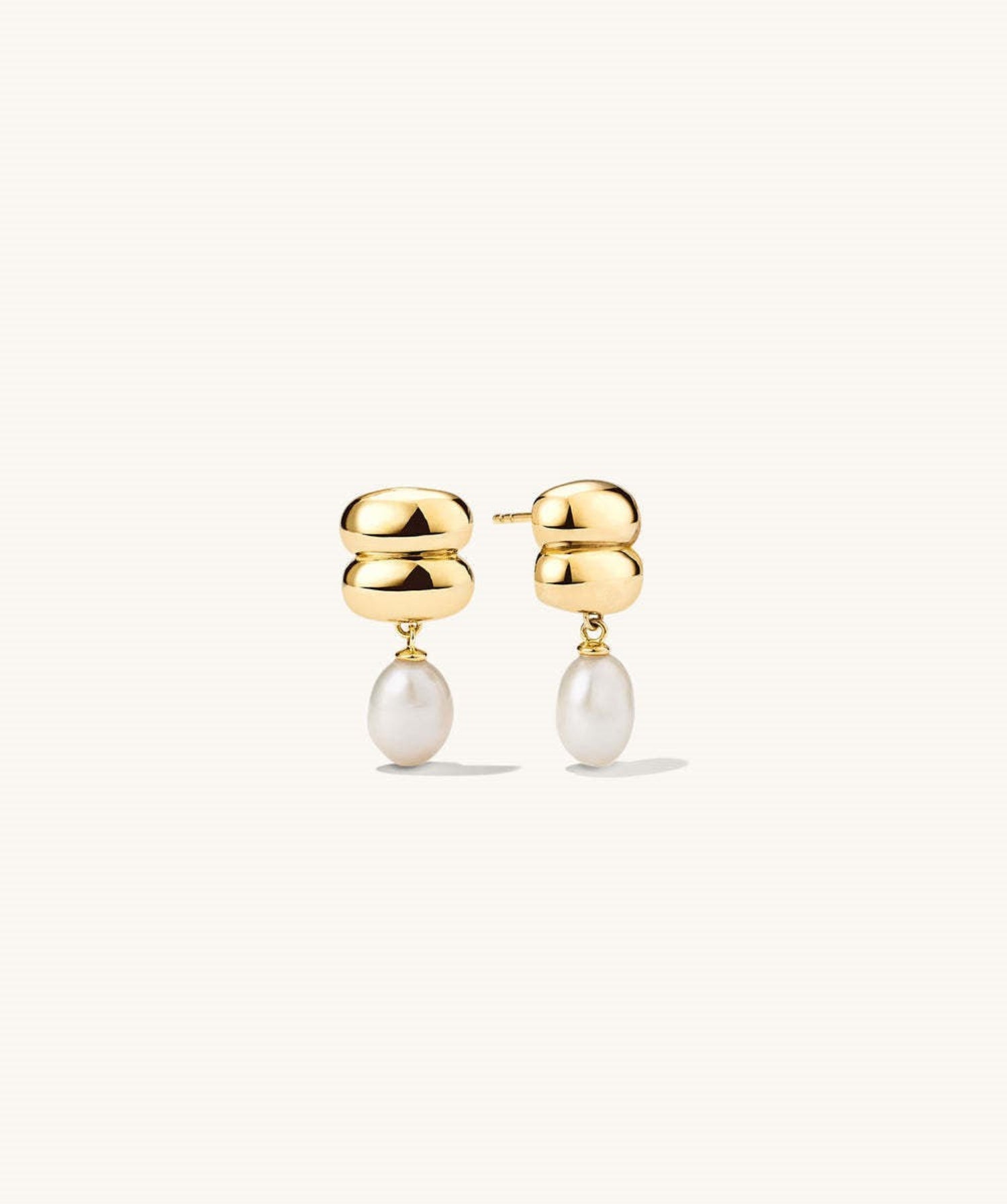 Gold Bubble Pearl Drop Earrings