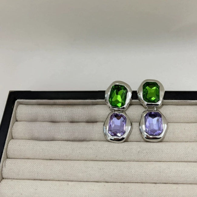 Emerald and Lavender Statment Earrings