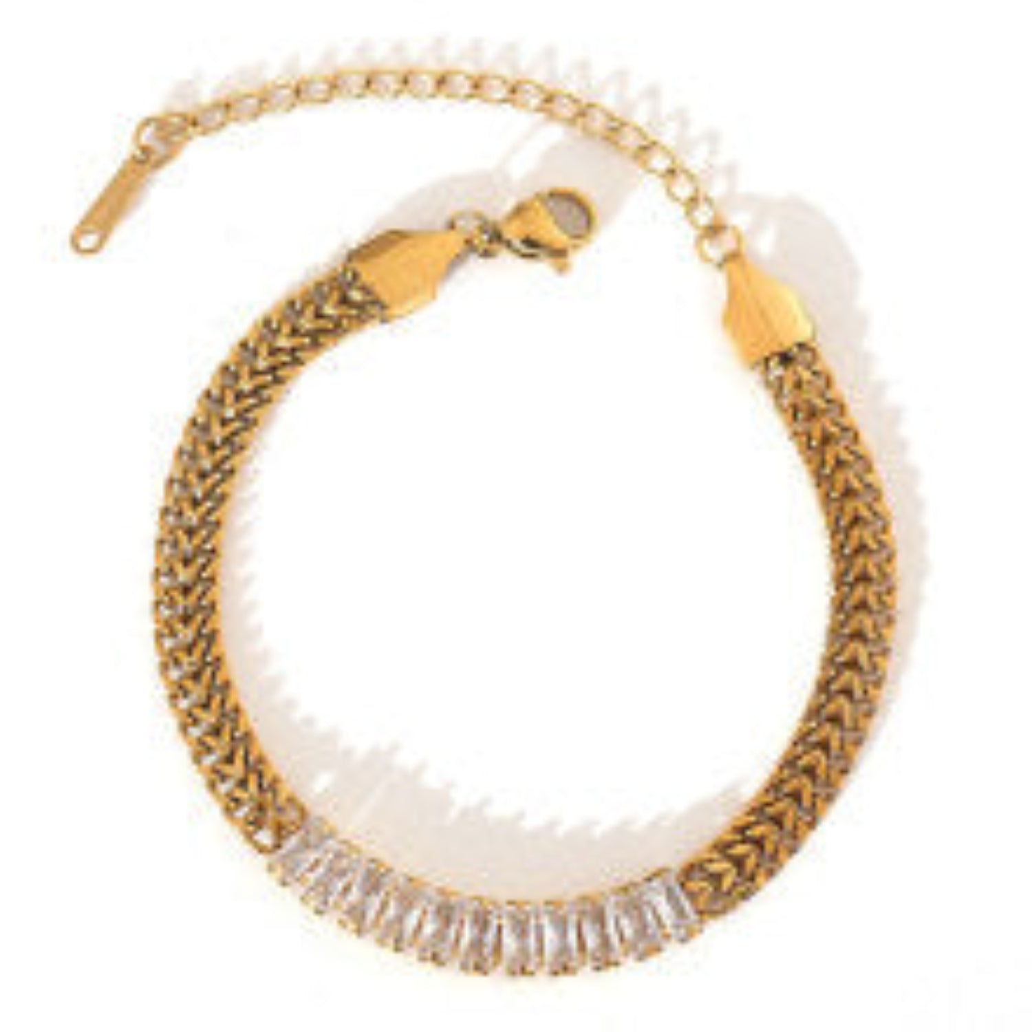 Minimalist Gold Chain Bracelet With Clear Crystal Embellishments