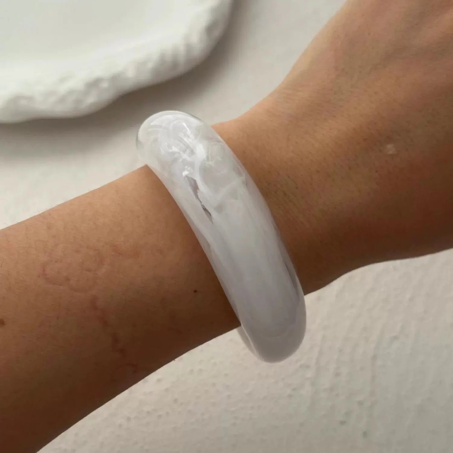 Cloud White Glossy Resin Bracelet