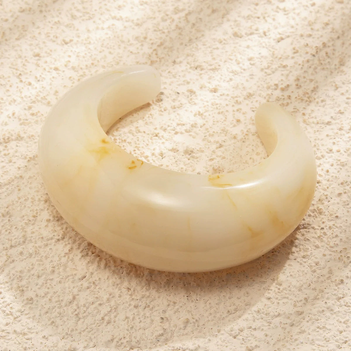 Cream Marbled Resin Cuff Bold Dome Design