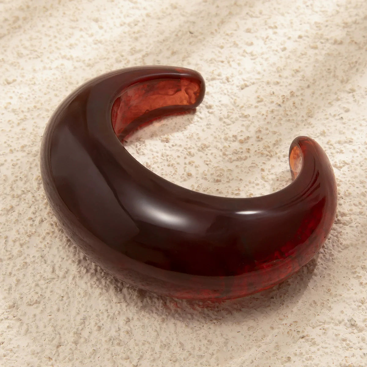Deep Wine Resin Cuff Glossy Marbled Design