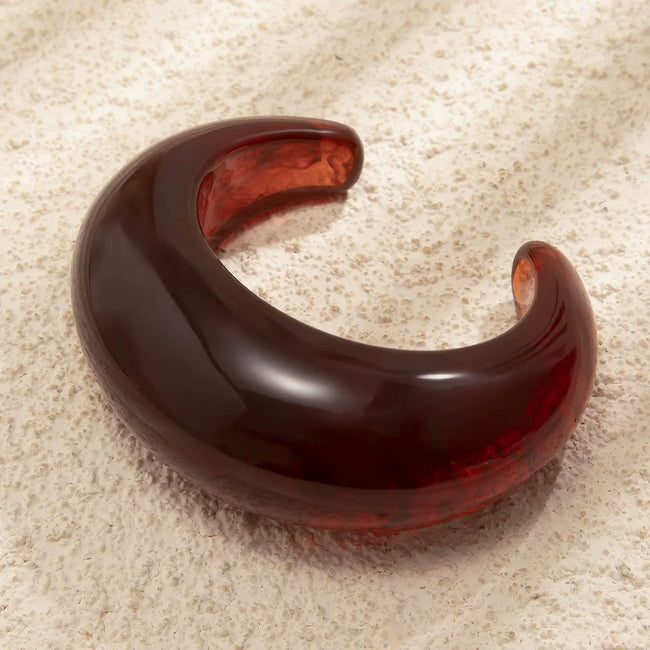 Deep Wine Resin Cuff Glossy Marbled Design