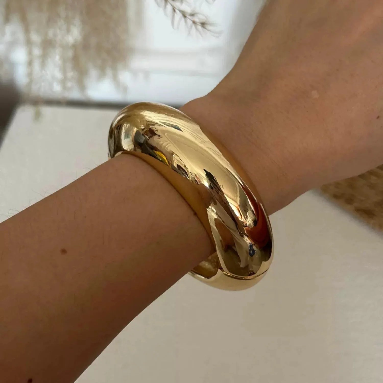 Polished Gold Chunky Cuff Bracelet Design