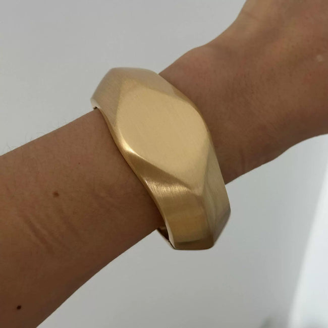 Geometric Gold Matte Cuff Bracelet Design