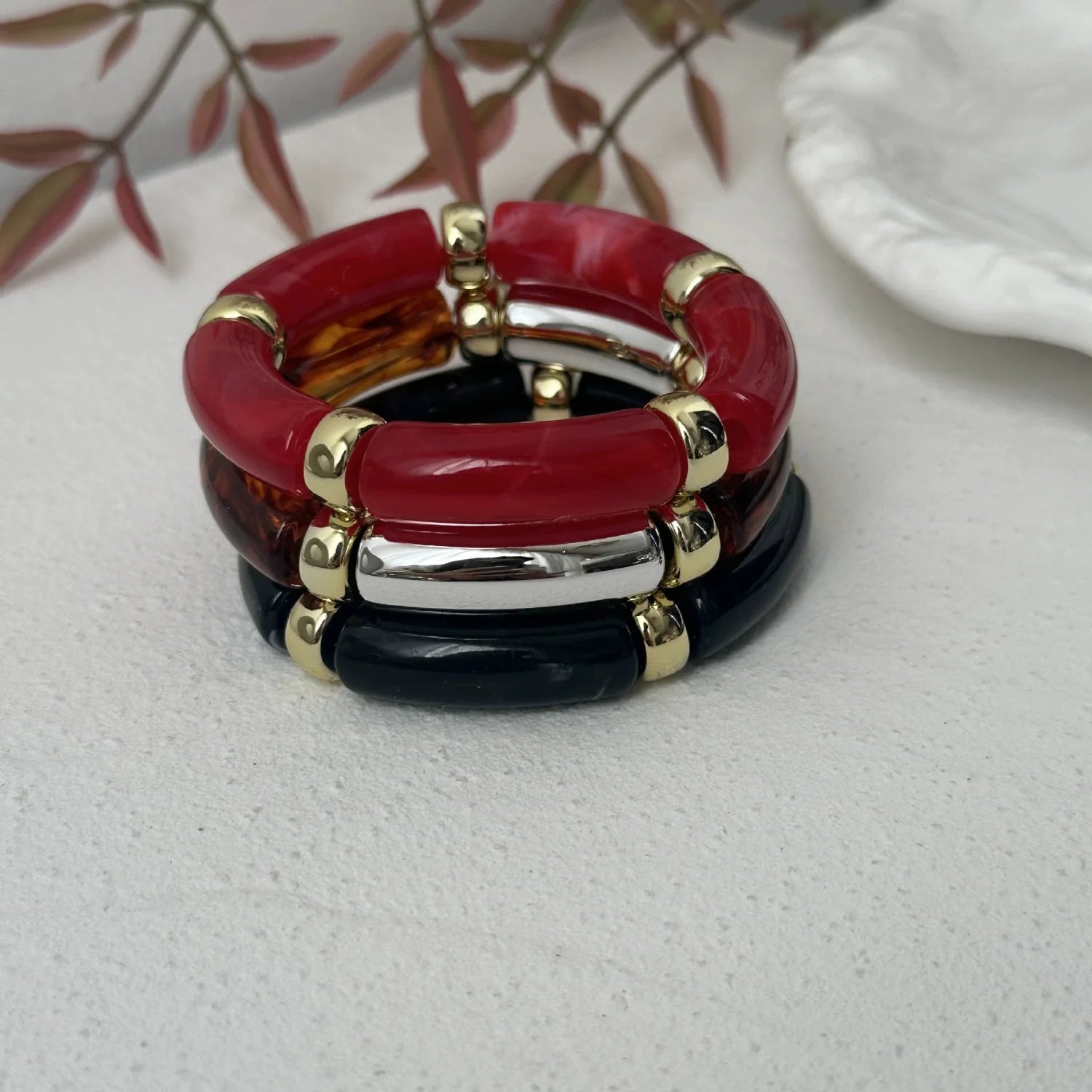Luxe Mosaic Resin Bracelet Set