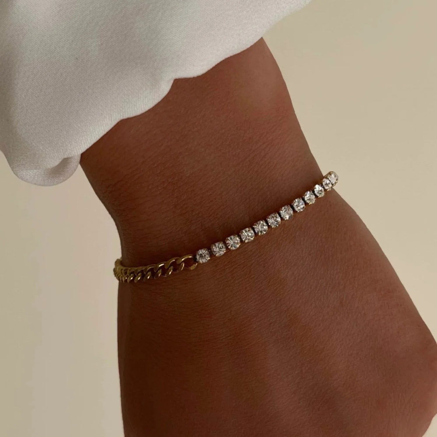 Golden Tennis & Curb Bracelet
