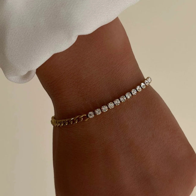 Golden Tennis & Curb Bracelet