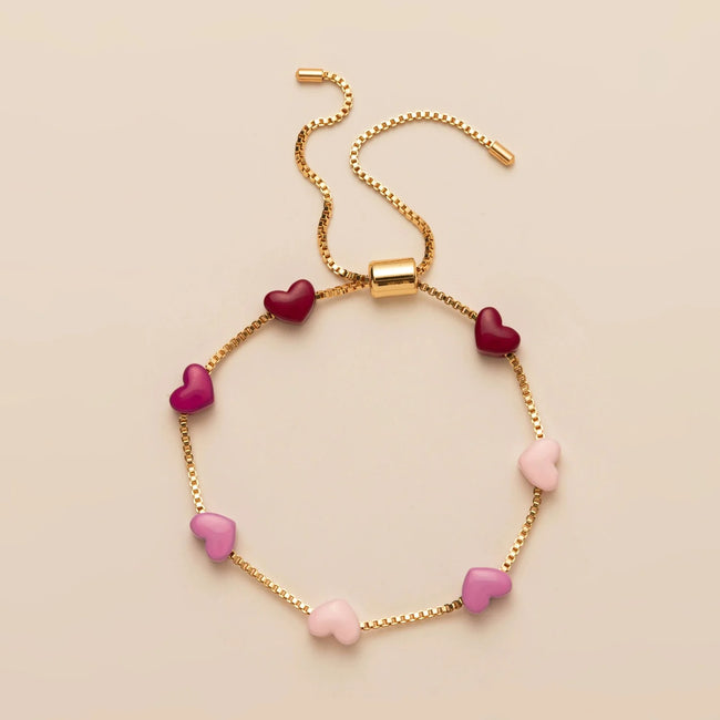 Pink Ombre Heart Bolo Bracelet