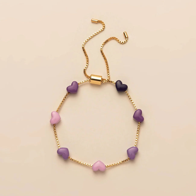 Purple Ombre Heart Bolo Bracelet