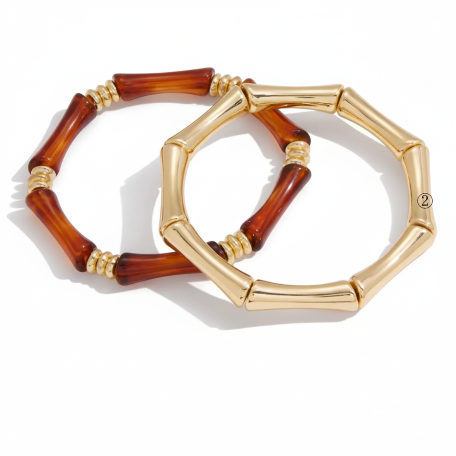 Golden Bamboo Resin Bracelet Set