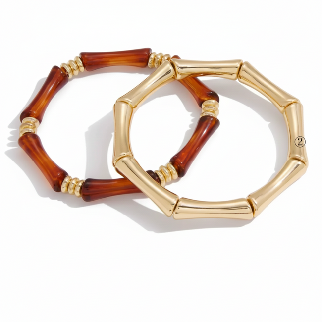 Golden Bamboo Resin Bracelet Set