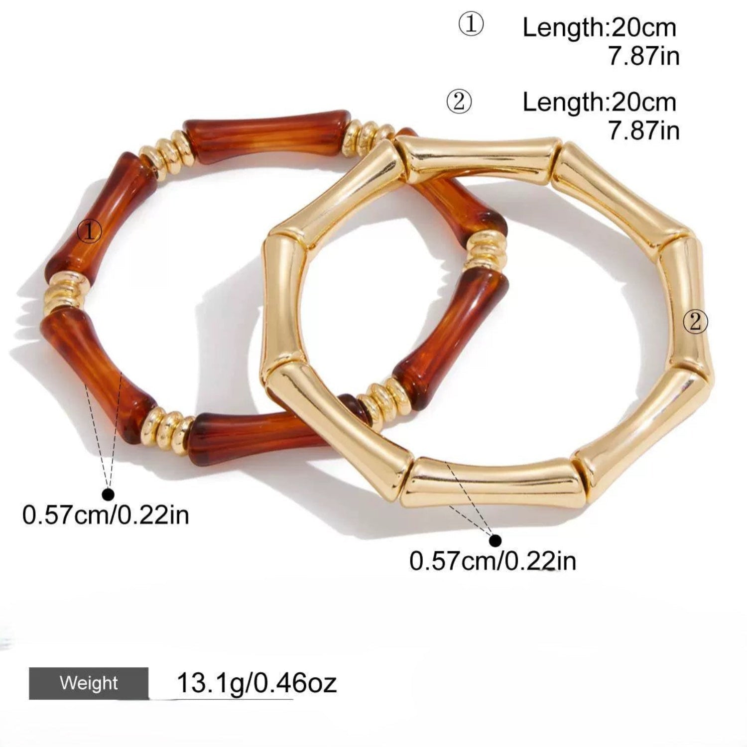 Golden Bamboo Resin Bracelet Set