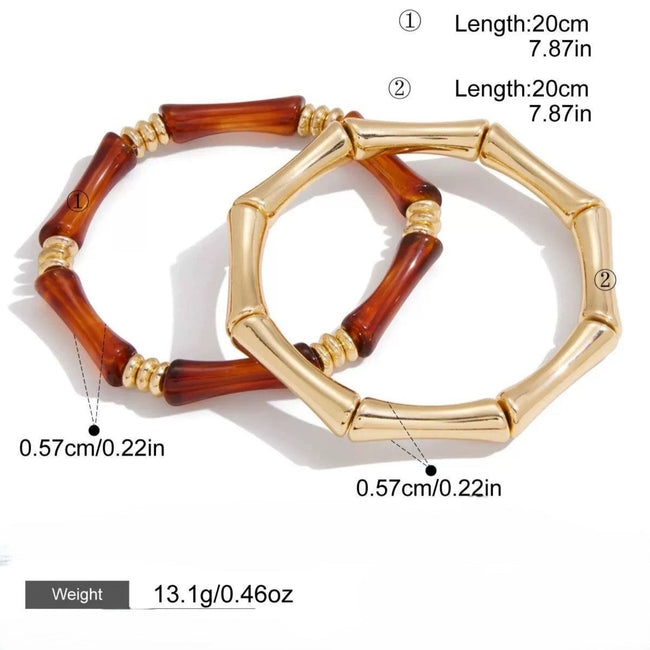 Golden Bamboo Resin Bracelet Set