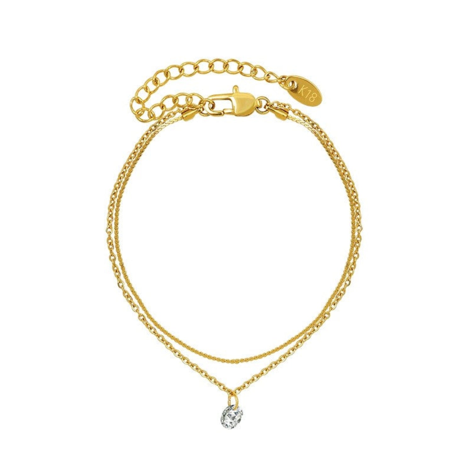 Gold Double Layer Solitaire Bracelet