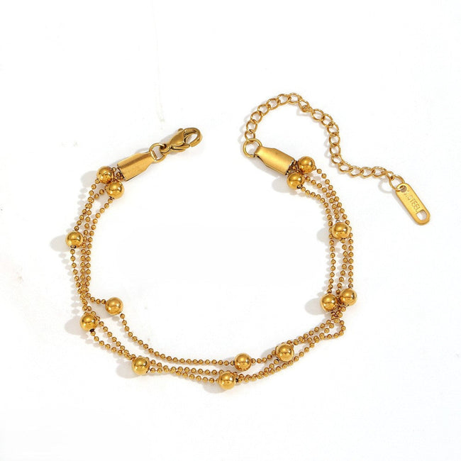 Gold Triple Strand Bead Bracelet