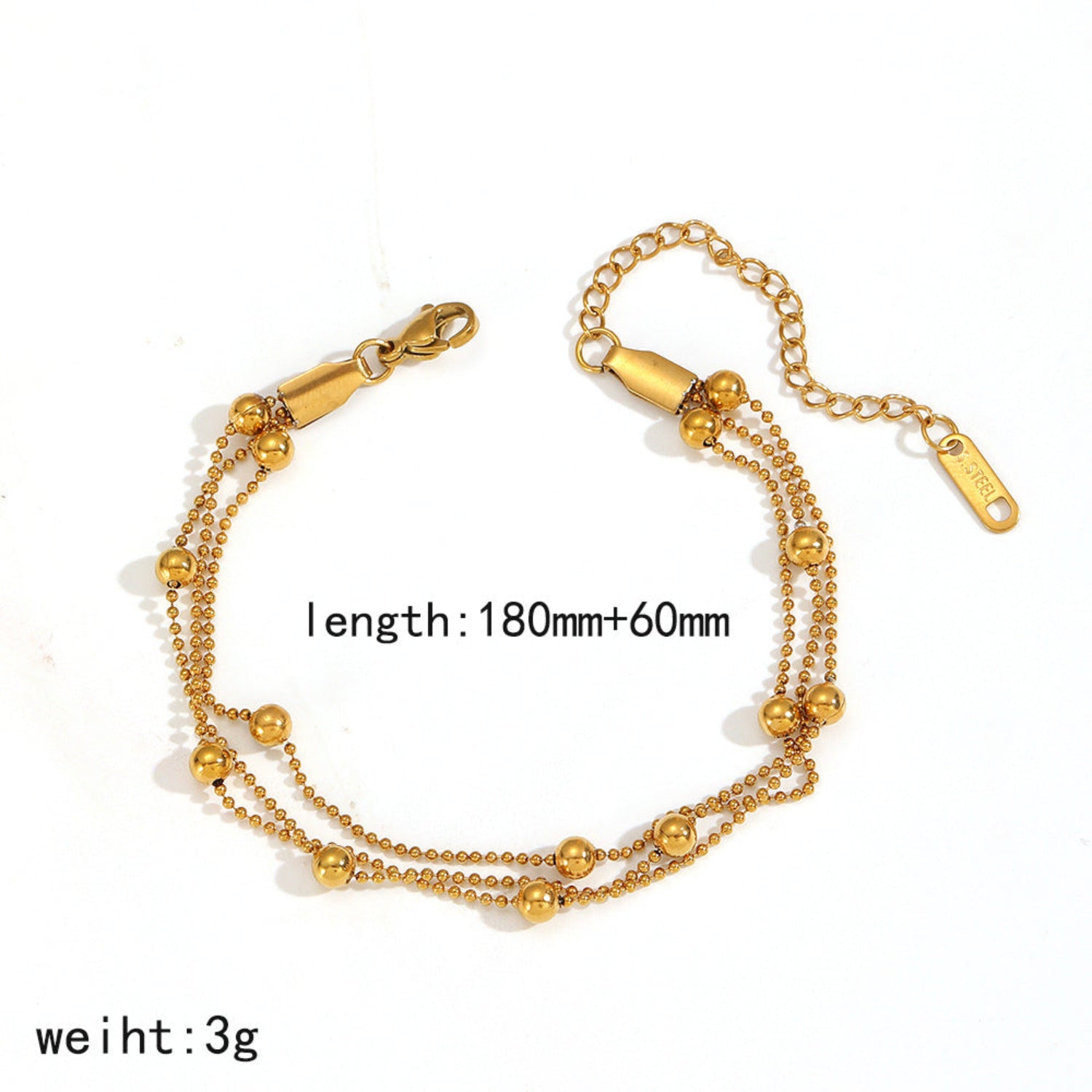 Gold Triple Strand Bead Bracelet