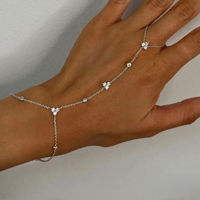 Gold Crystal Cluster Hand Bracelet