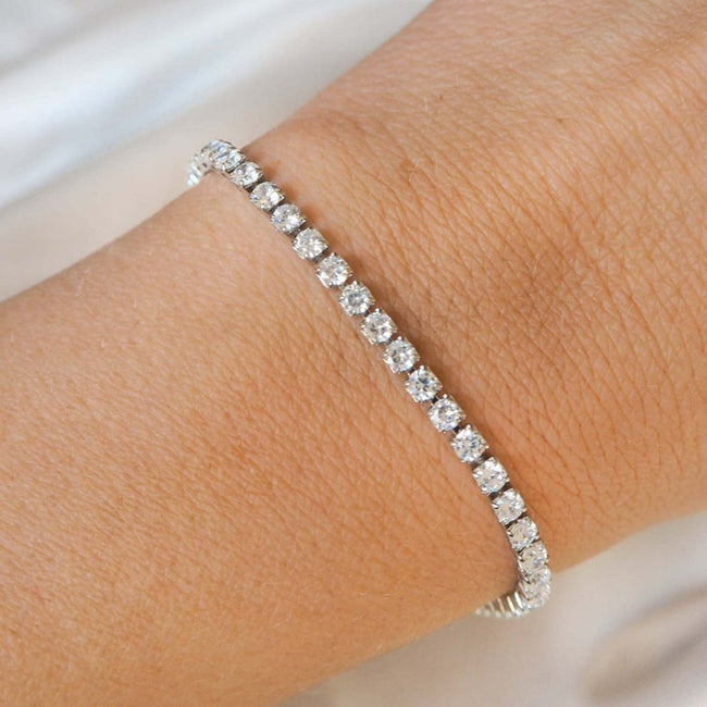 Silver Dainty Crystal Tennis Bracelet
