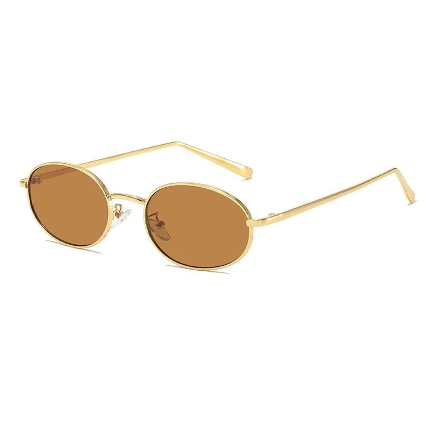 Women Brown Gold Round Sunglasses