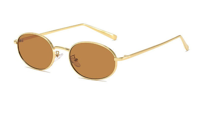 Women Brown Gold Round Sunglasses
