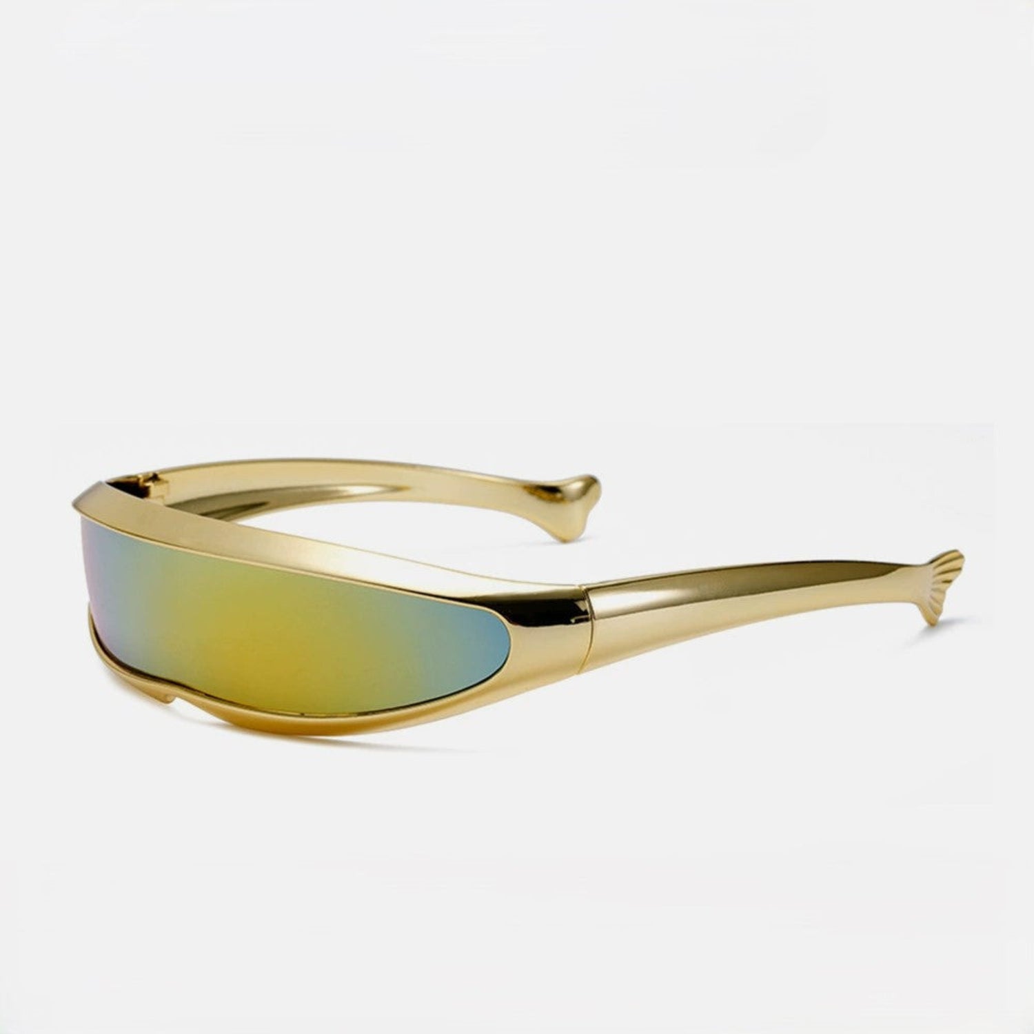 Women Gold Wraparound Mirror Sunglasses