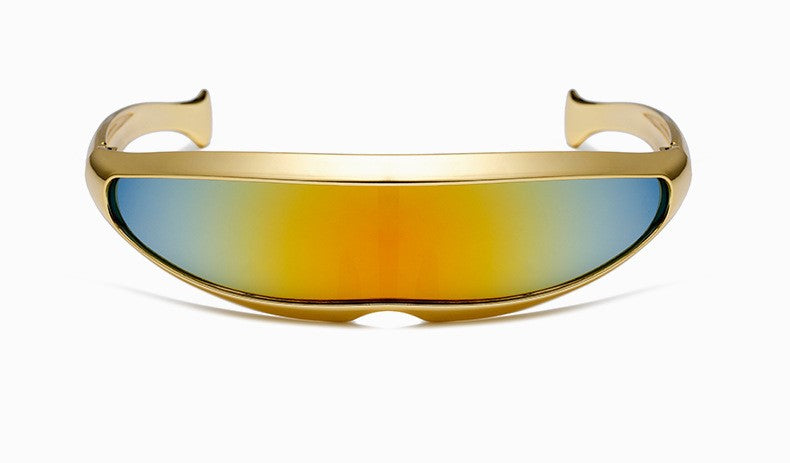 Women Gold Wraparound Mirror Sunglasses