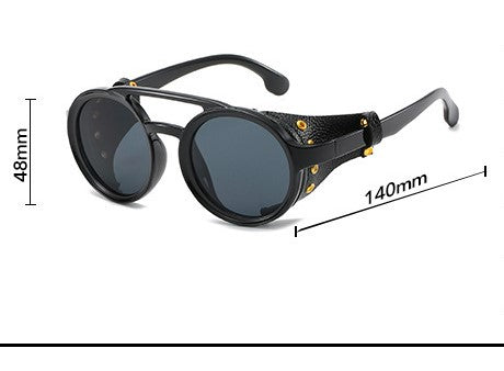 Women Black Round Lens Sunglasses