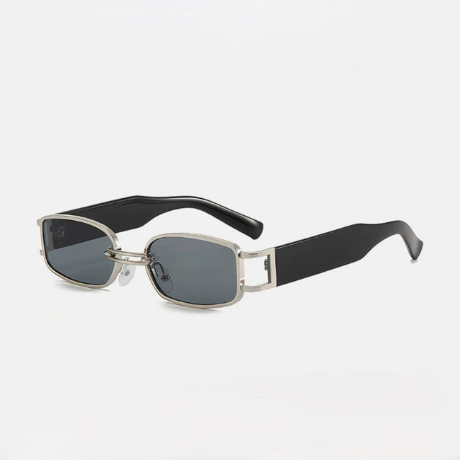 Women Black & Silver Rectangular Retro Sunglasses