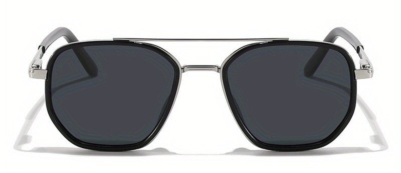 Women Black & Silver Tinted Retro Square Metal Sunglasses