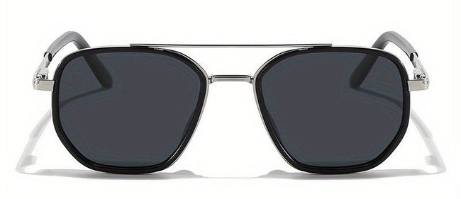 Women Black & Silver Tinted Retro Square Metal Sunglasses