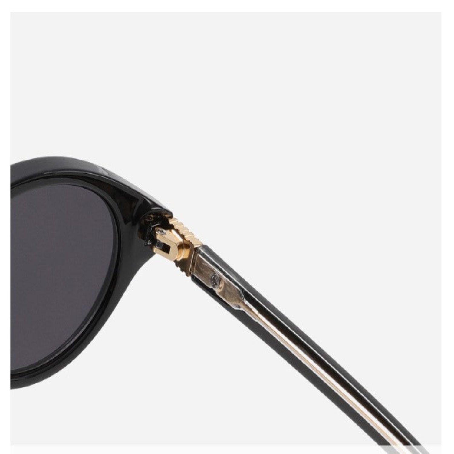 Women Black And Gold Oval Dual Tone Sunglasses