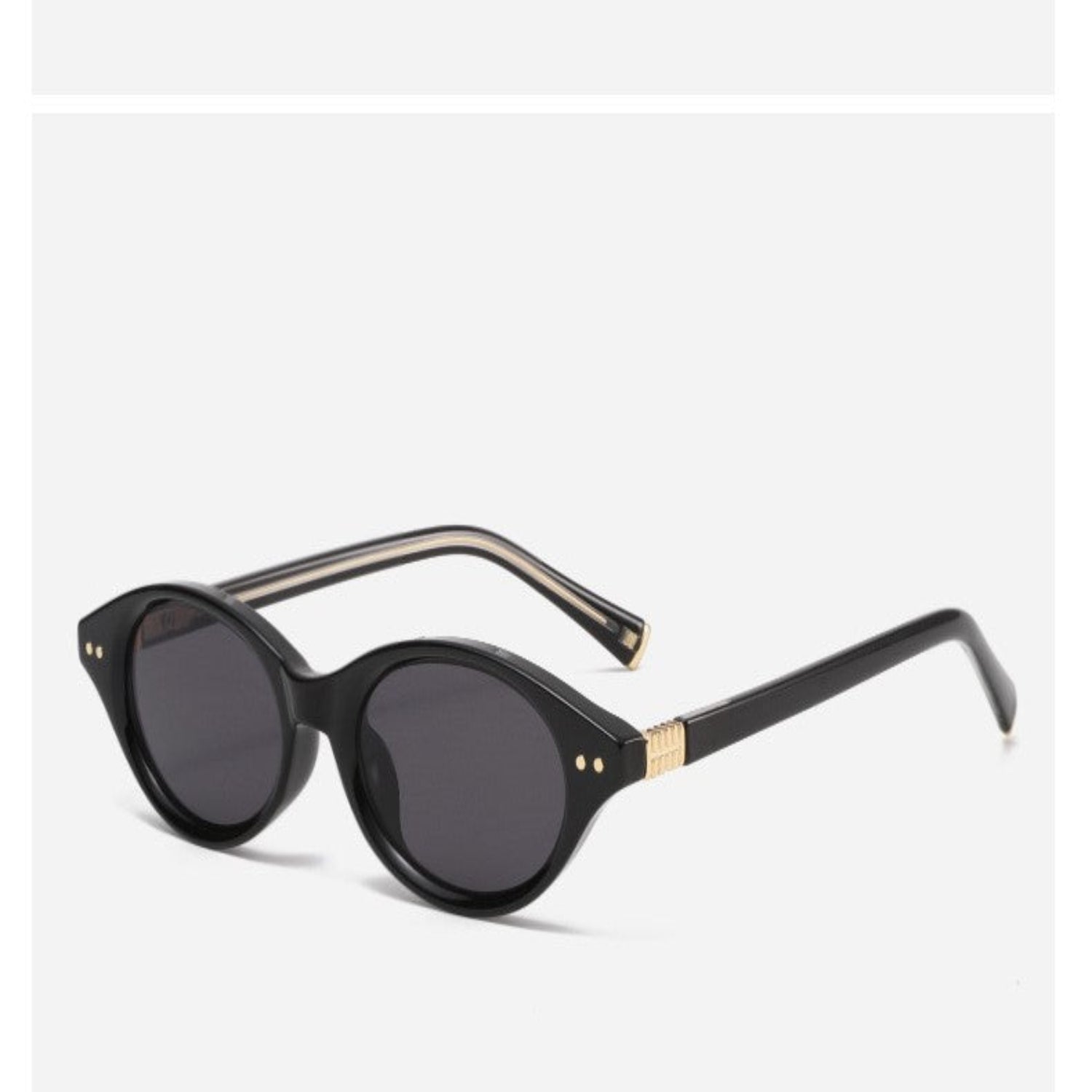Women Black And Gold Oval Dual Tone Sunglasses