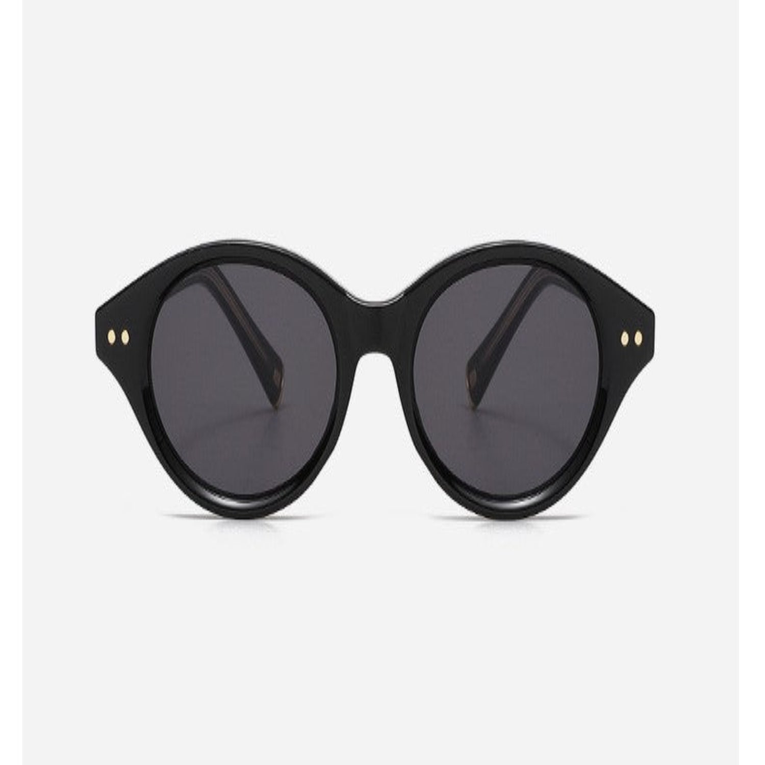 Women Black And Gold Oval Dual Tone Sunglasses
