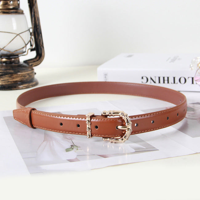 Women Brown Thin Pin Buckle Belt
