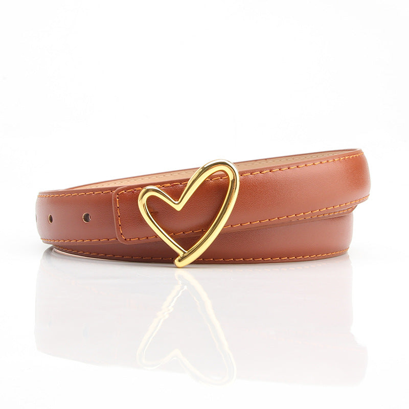 Women Brown Love Buckle Belt