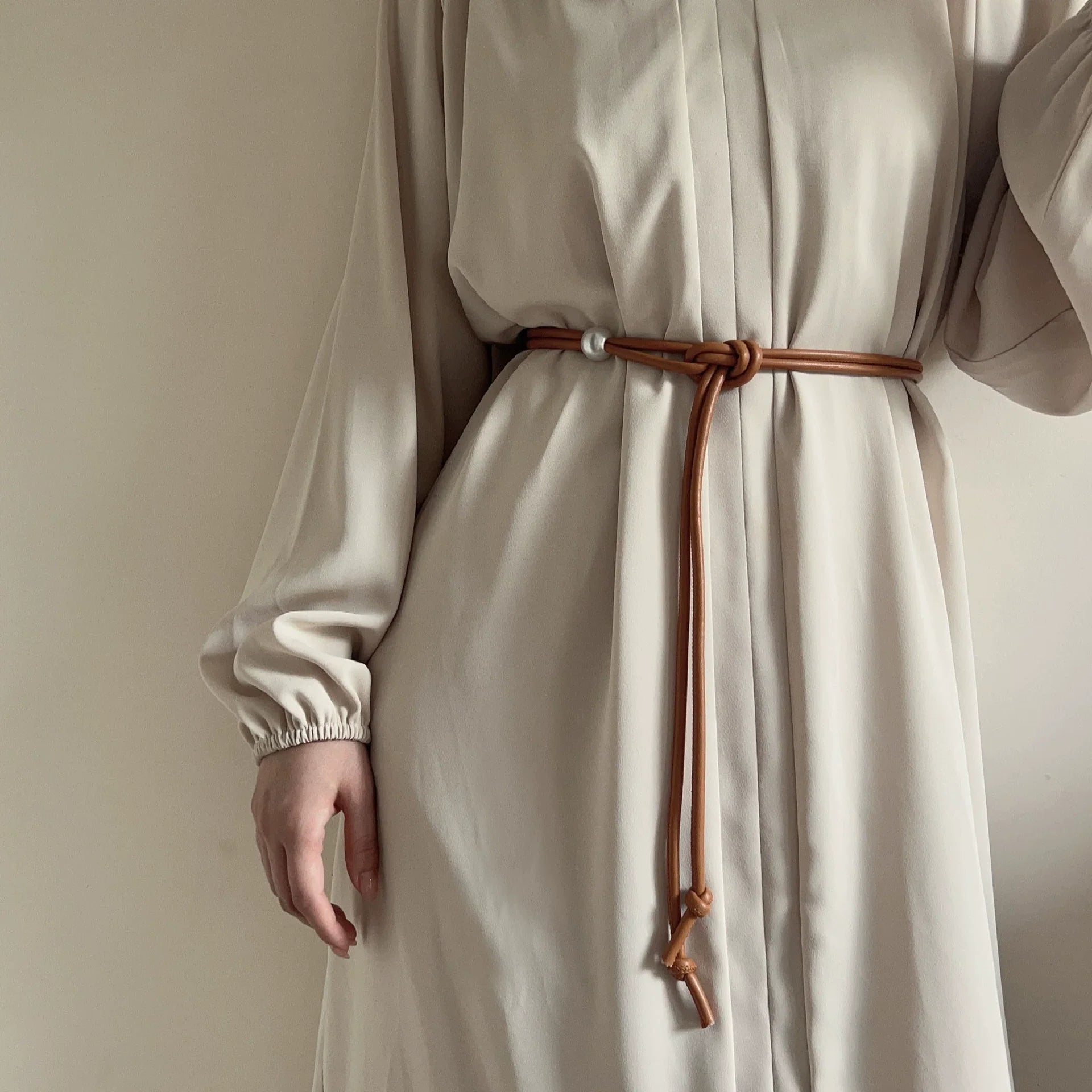 Women Brown Thin Belt With Skirt Waist Chain