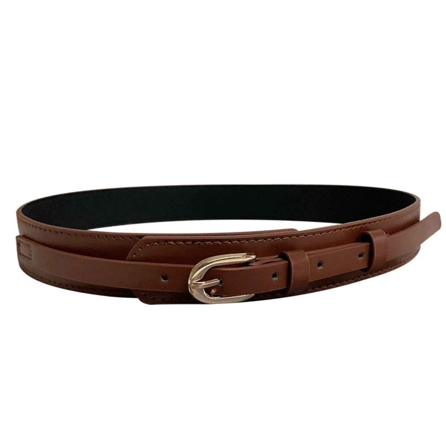 Women Brown Brown Leather Skinny Belt