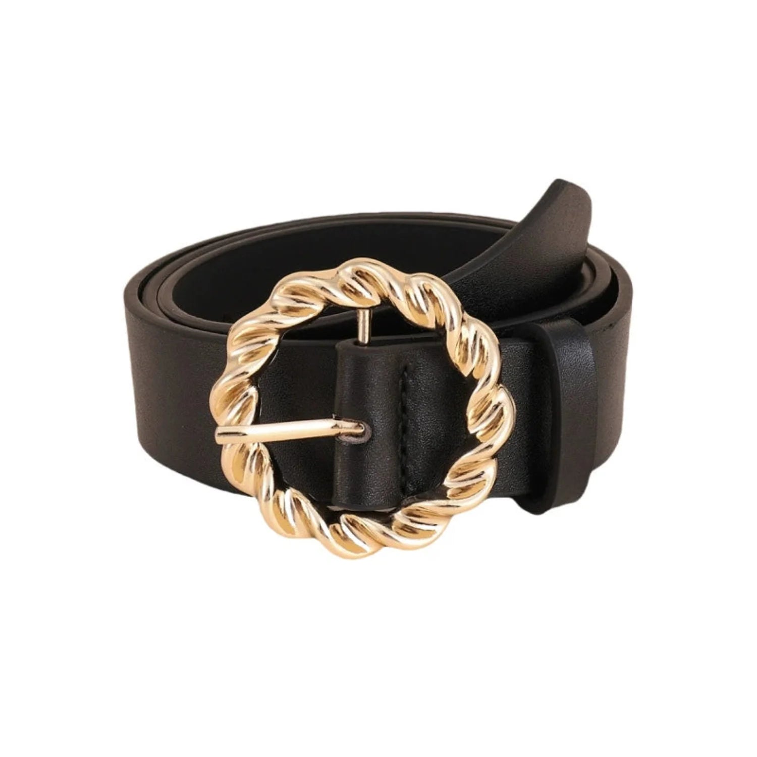 Women Black Matte Silver Square Belt