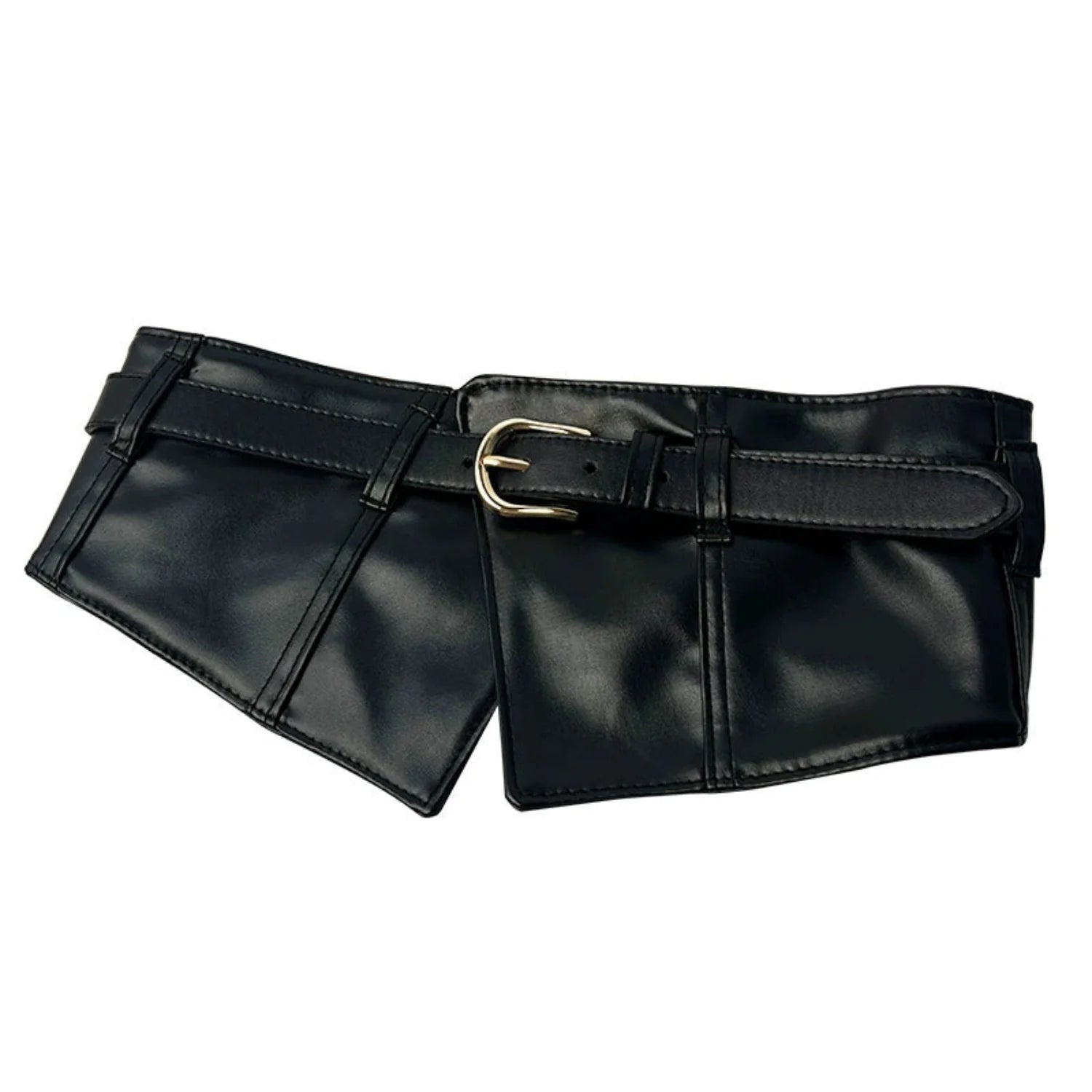 Women Black Wide Sculptural Black Corset Belt