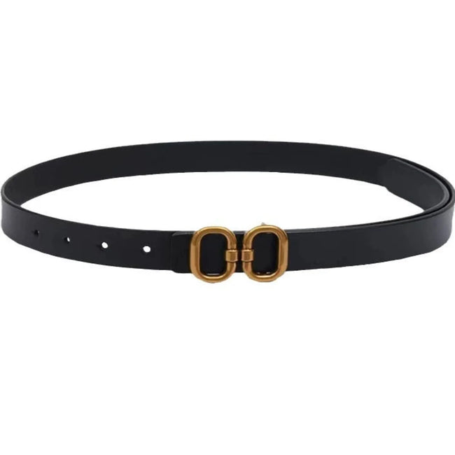 Women Black Gold Interlocking Oval Black Belt