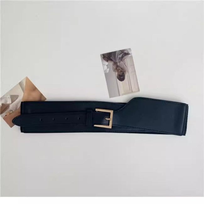 Asymmetric Wide Leather Corset Belt