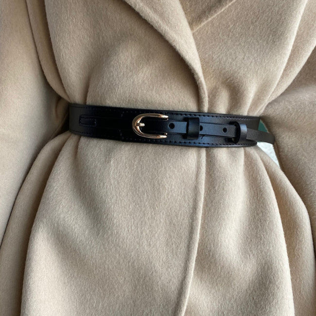 Black Layered Leather Waist Belt