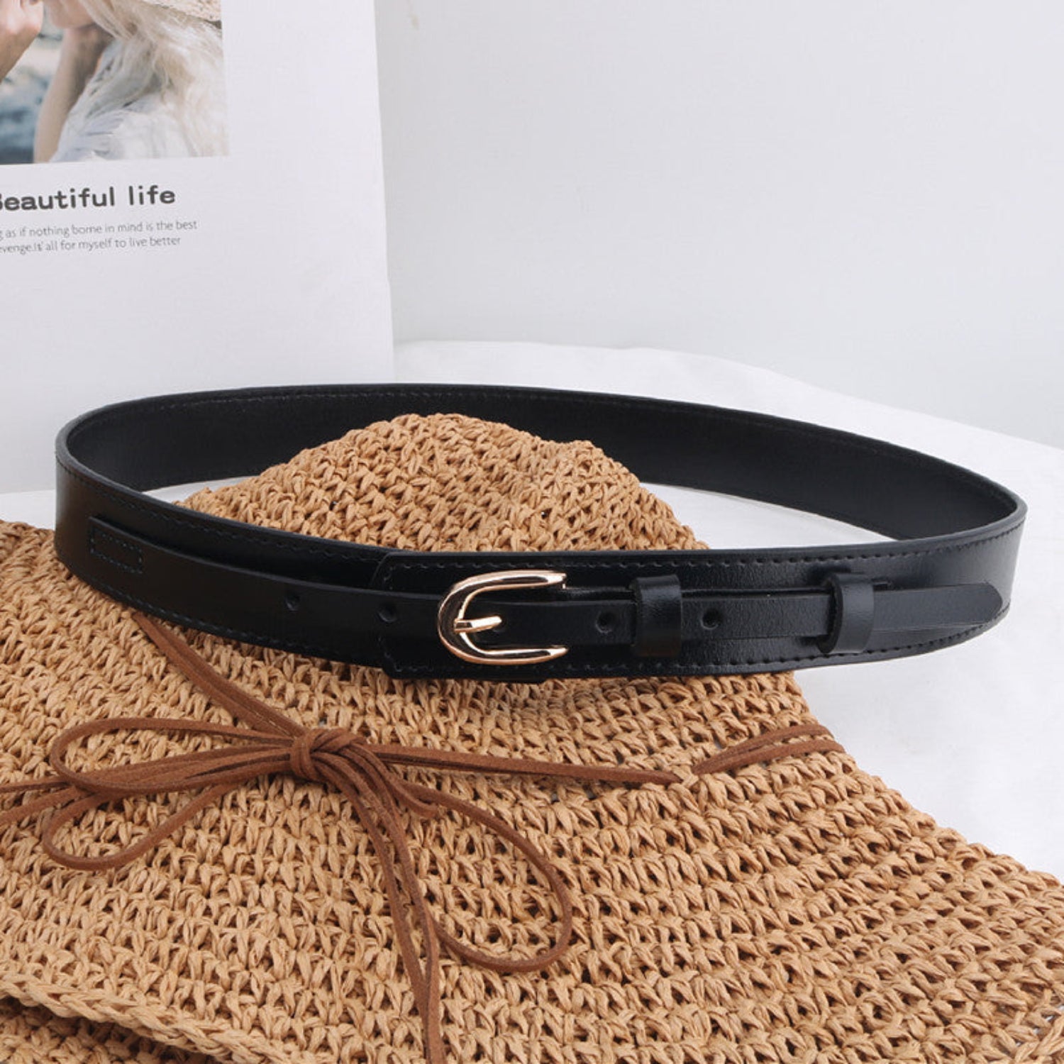 Black Layered Leather Waist Belt